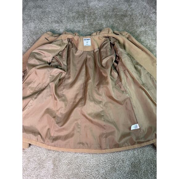 Old Navy Camel Tan Button Front Wool Blend Coat Women S Sz Large Retro Vtg Look - Picture 6 of 11